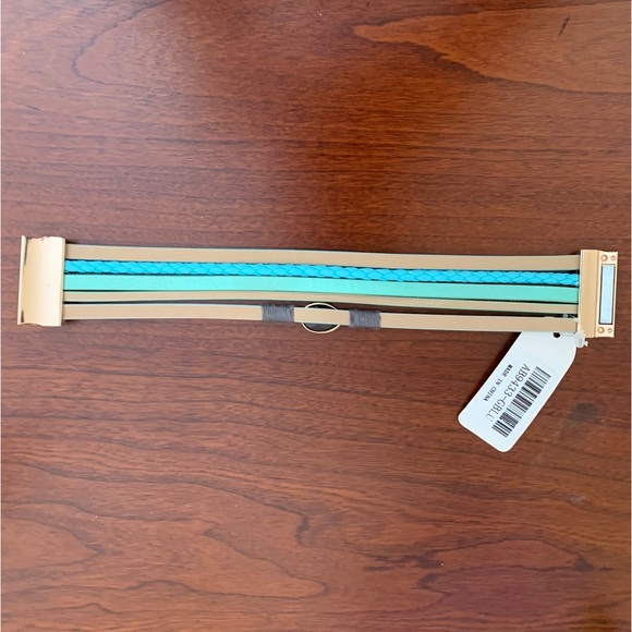 Boho Multilayer Blue Leather Cuff Bracelet - Picture 6 of 9